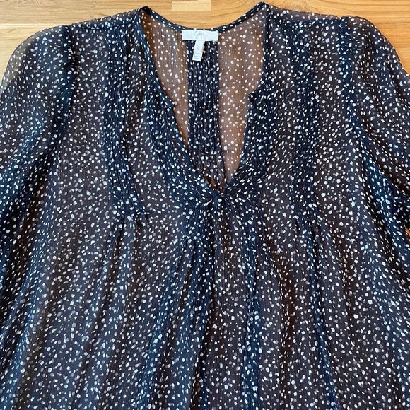Joie Silk Chiffon Black White Abstract Dot Top S - Picture 3 of 4